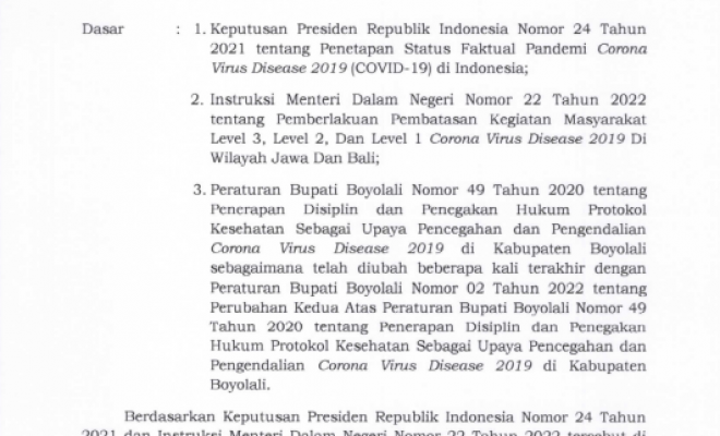 INSTRUKSI BUPATI NO 13 TAHUN 2022 PERPANJANGAN PPKM LEVEL 2 TGL 19 APRIL - 9 MEI 2022